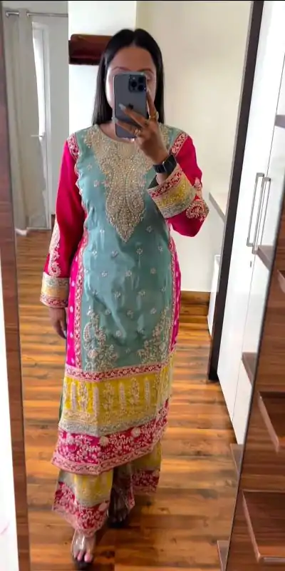 KD 1468 Blue Chinon Silk Sequence Work Salwar Suit Casual, Party, Festive, Events Wedding Etc.  Expected Delivery 4-6 Working Days @3149/- | Salwar suit, Casual Suits, Creative suits, Designer Suits, Palazzo Suits, Party Wear Suits, Straight Suits