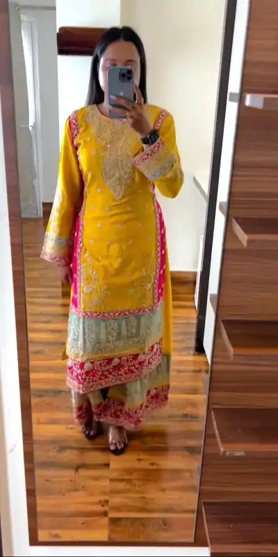 KD 1468 Yellow Chinon Silk Sequence Work Salwar Suit Casual, Party, Festive, Events Wedding Etc.  Expected Delivery 4-6 Working Days @3149/- | Salwar suit, Casual Suits, Creative suits, Designer Suits, Palazzo Suits, Party Wear Suits, Straight Suits
