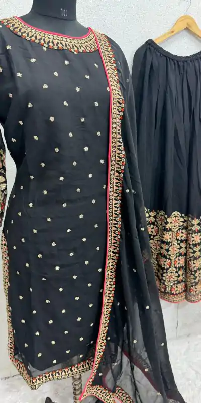 KF 1642 Black Color Georgette Embroidered Sequences Salwar Suit Wedding, Party, Festive, Events Etc.  Expected Delivery 4-6 Working Days @2499/-Only | Salwar suit, Casual Suits, Creative suits, Designer Suits, Palazzo Suits, Party Wear Suits, Straight Suits