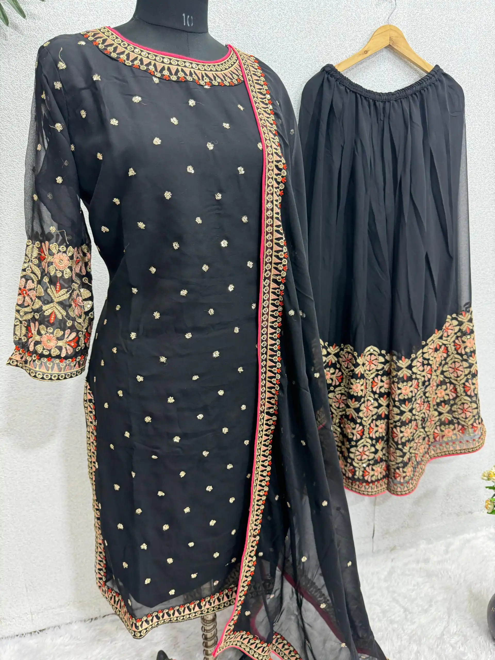 KF 1642 Black Color Georgette Embroidered Sequences Salwar Suit Wedding, Party, Festive, Events Etc. Expected Delivery 4-6 Working Days @2499/-Only | Salwar suit, Casual Suits, Creative suits, Designer Suits, Palazzo Suits, Party Wear Suits, Straight Suits