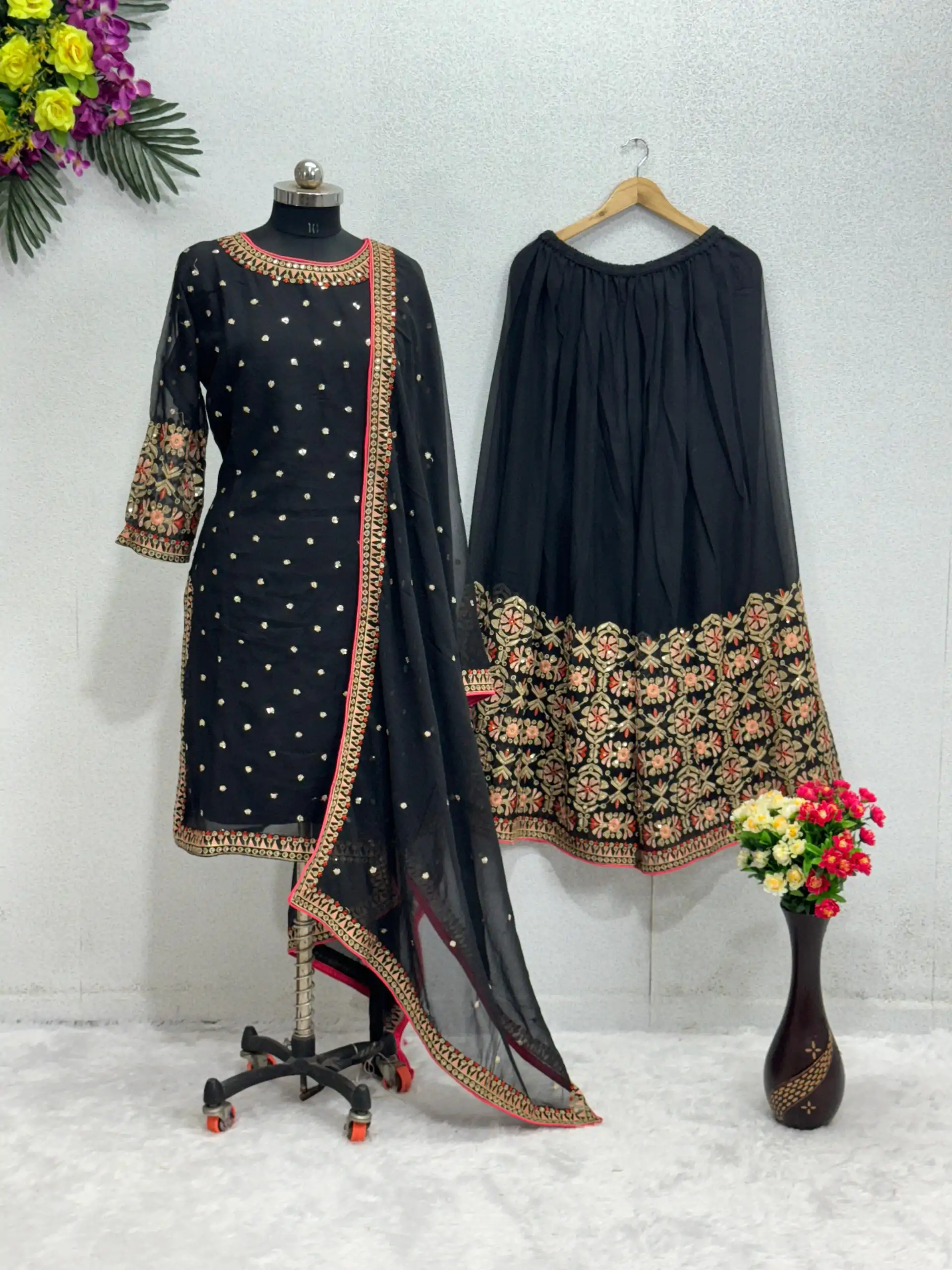 KF 1642 Black Color Georgette Embroidered Sequences Salwar Suit Wedding, Party, Festive, Events Etc. Expected Delivery 4-6 Working Days @2499/-Only | Salwar suit, Casual Suits, Creative suits, Designer Suits, Palazzo Suits, Party Wear Suits, Straight Suits