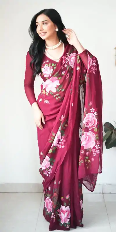 SC 283 Red Color Pure Soft Georgette Silk Design All Over Saree , Party Wear, Events, Festivals Expected Delivery 4-6 Working Days 1599/- | Designer Sarees, Sarees, Bollywood Sarees, Creative Sarees, Embroidered Sarees, Ethnic Saree, Modern Digital sarees, Party Wear Sarees