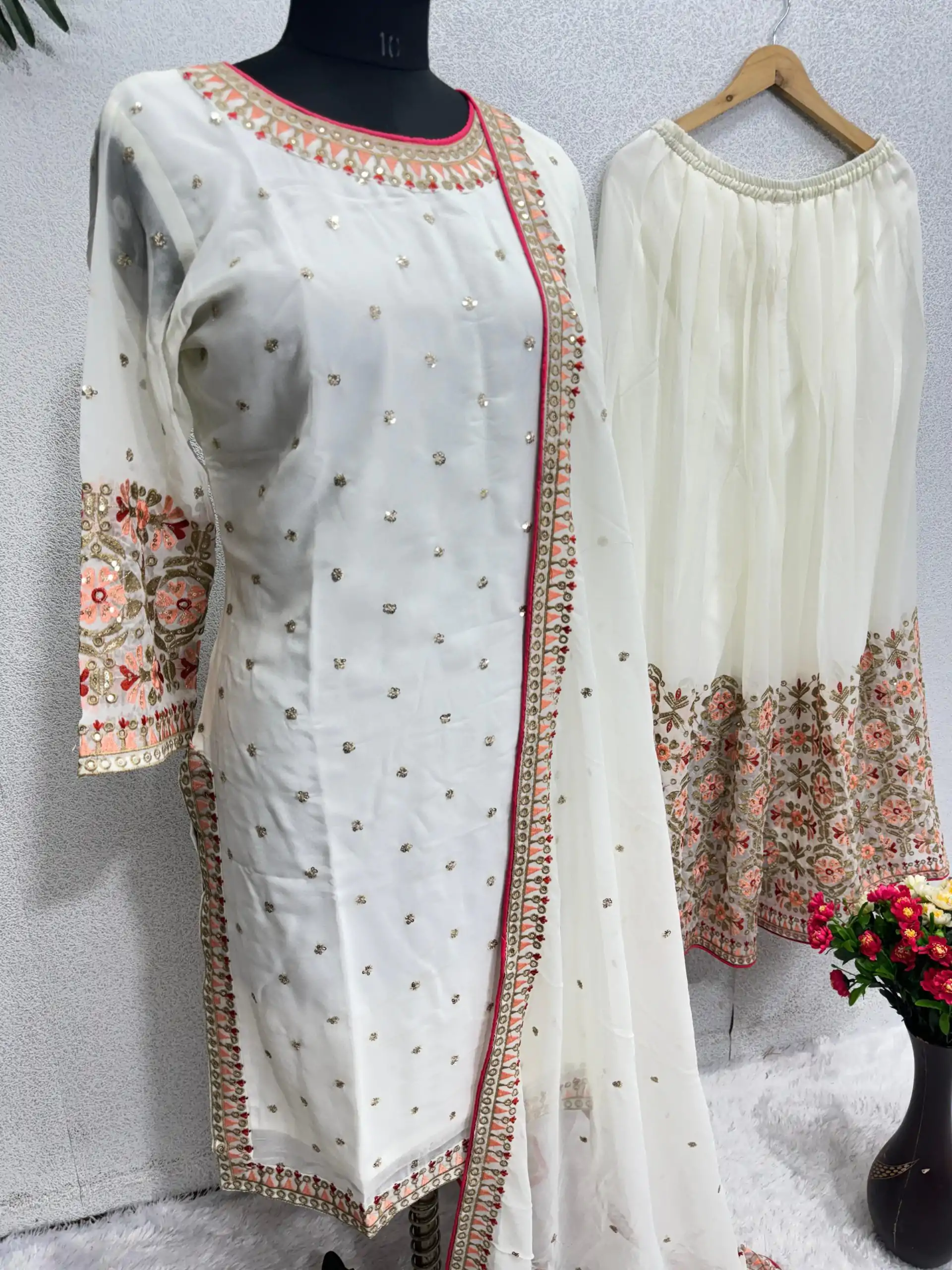 KF 1642 White Color Georgette Embroidered Sequences Salwar Suit Wedding, Party, Festive, Events Etc. Expected Delivery 4-6 Working Days @2499/-Only | Salwar suit, Casual Suits, Creative suits, Designer Suits, Palazzo Suits, Party Wear Suits, Straight Suits