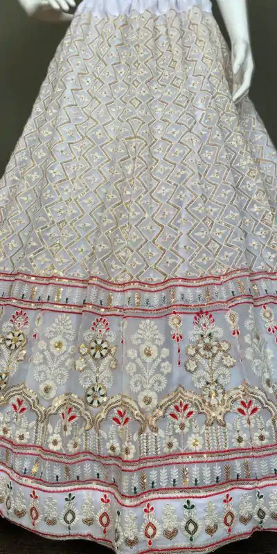 LG 498 White Color Georgette Sequence Embroidery Lehenga Choli Traditional Wear, Festive, Wedding, Events Expected Delivery 4-6 Working Days @2099/- | Lehenga, Bollywood Lehenga, Creative Lehenga, Designer Lehenga, Embroidered Lehenga, Party Wear Lehenga