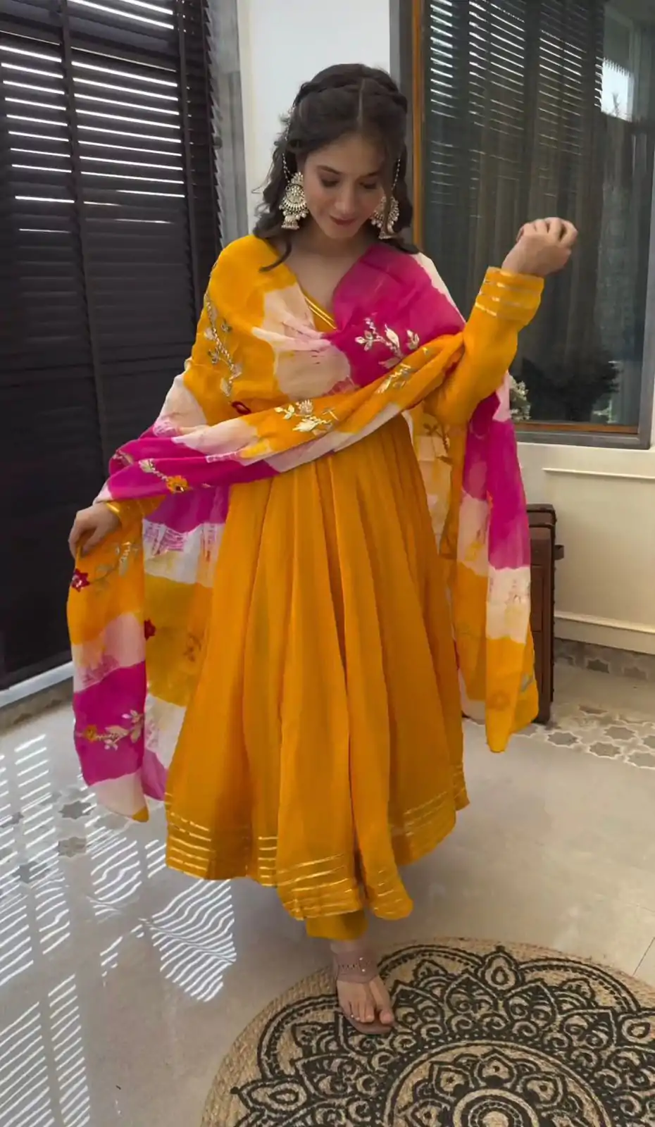 ZF 380 Yellow Color Chinon Silk Digital Print Dupatta Work Gown Casual, Wedding, Party, Festive, Events Etc. Expected Delivery 4-6 Working Days @1899/- | Gowns, Bollywood Gowns, Creative Gowns, Designer Gowns, Embroidered Gowns, Party Wear Gowns