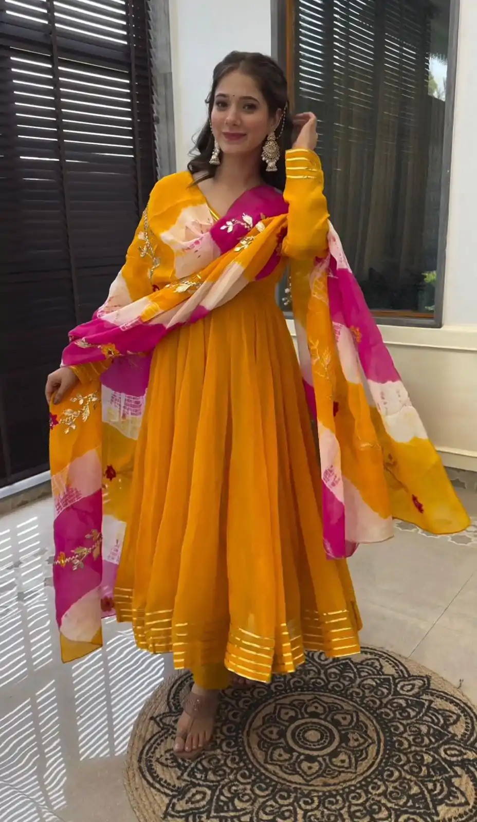 ZF 380 Yellow Color Chinon Silk Digital Print Dupatta Work Gown Casual, Wedding, Party, Festive, Events Etc. Expected Delivery 4-6 Working Days @1899/- | Gowns, Bollywood Gowns, Creative Gowns, Designer Gowns, Embroidered Gowns, Party Wear Gowns