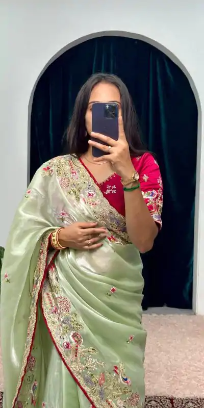 ST 474 Green Color Jimmy Choo Embroidery Sequins Saree Casual, Wedding, Party, Festive, Events Etc. Expected Delivery 4-6 Working Days @2449/- | Designer Sarees, Sarees, Bollywood Sarees, Creative Sarees, Embroidered Sarees, Ethnic Saree, Modern Digital sarees, Party Wear Sarees