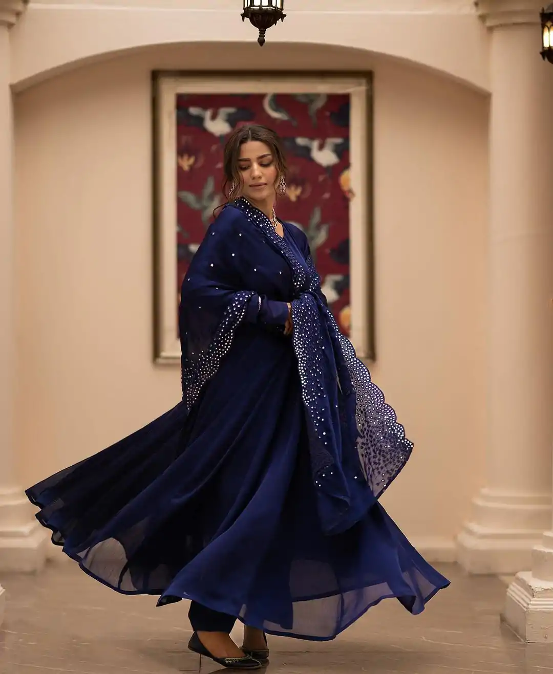 ZF 379 Navy Blue Color Georgette Embroidery Sequence Gown Casual, Wedding, Party, Festive, Events Etc. Expected Delivery 4-6 Working Days @1999/- | Gowns, Bollywood Gowns, Creative Gowns, Designer Gowns, Embroidered Gowns, Party Wear Gowns