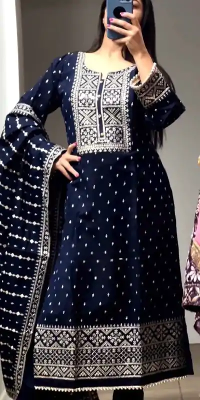 NF 1214 Navy Blue color Faux Georgette Embroidery Salwar Suit Casual, Wedding, Party, Festive, Events . Expected Delivery 4-6 Working Days @2049 | Jump Suits, Salwar suit, Casual Suits, Creative suits, Designer Suits, Palazzo Suits, Party Wear Suits, Patiala Suits, Straight Suits