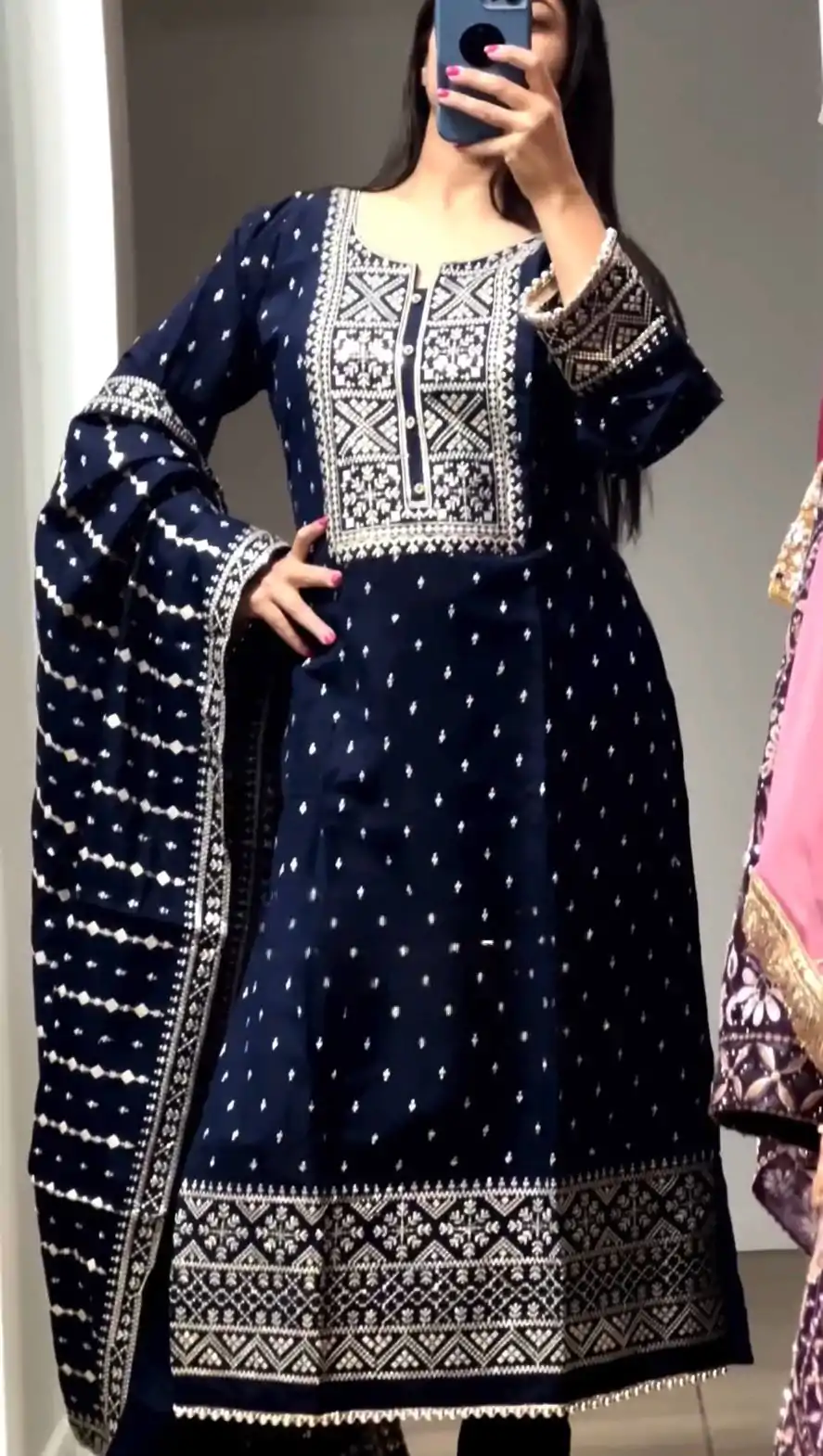 NF 1214 Navy Blue color Faux Georgette Embroidery Salwar Suit Casual, Wedding, Party, Festive, Events . Expected Delivery 4-6 Working Days @2049 | Jump Suits, Salwar suit, Casual Suits, Creative suits, Designer Suits, Palazzo Suits, Party Wear Suits, Patiala Suits, Straight Suits