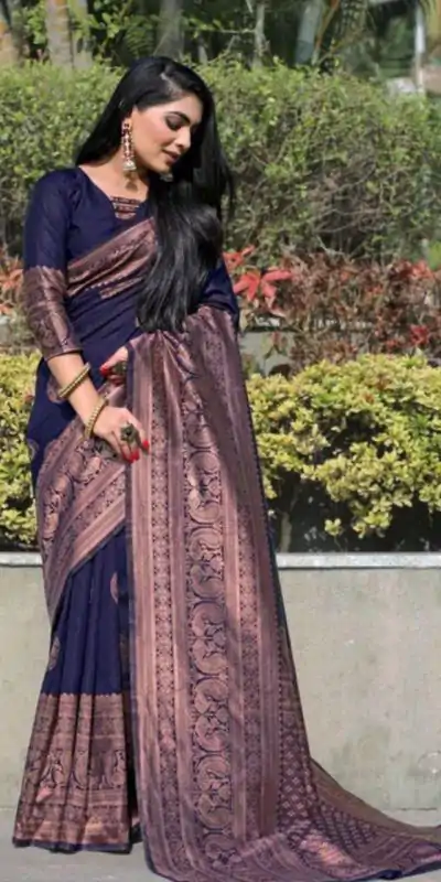 KP 4003 Navy Blue Color Soft Lichi Silk Jacquard On All Over Saree Casual, Party Wear, Wedding, Events Etc. Expected Delivery 4-6 Working Days @1349/- | Designer Sarees, Sarees, Bollywood Sarees, Creative Sarees, Embroidered Sarees, Ethnic Saree, Modern Digital sarees, Party Wear Sarees