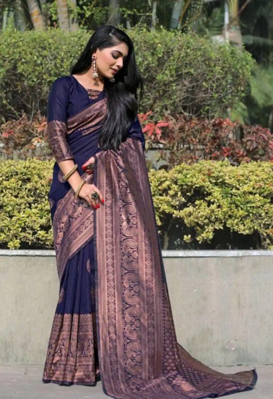 KP 4003 Navy Blue Color Soft Lichi Silk Jacquard On All Over Saree Casual, Party Wear, Wedding, Events Etc. Expected Delivery 4-6 Working Days @1349/- | Designer Sarees, Sarees, Bollywood Sarees, Creative Sarees, Embroidered Sarees, Ethnic Saree, Modern Digital sarees, Party Wear Sarees