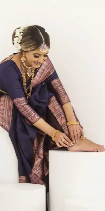 KP 4003 Navy Blue Color Soft Lichi Silk Jacquard On All Over Saree Casual, Party Wear, Wedding, Events Etc. Expected Delivery 4-6 Working Days @1349/- | Designer Sarees, Sarees, Bollywood Sarees, Creative Sarees, Embroidered Sarees, Ethnic Saree, Modern Digital sarees, Party Wear Sarees