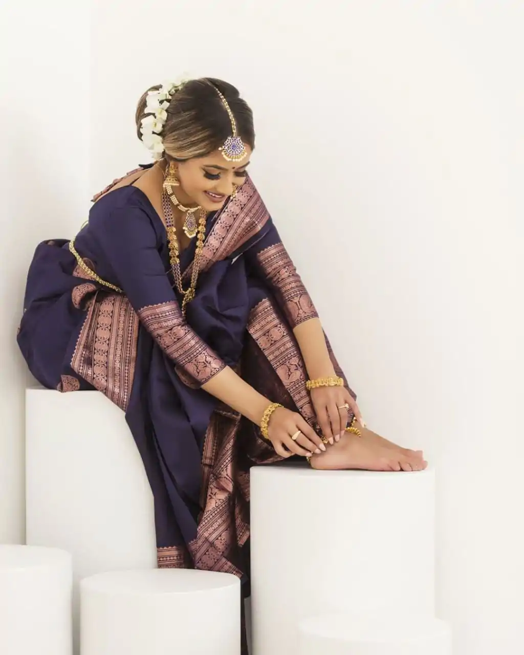 KP 4003 Navy Blue Color Soft Lichi Silk Jacquard On All Over Saree Casual, Party Wear, Wedding, Events Etc. Expected Delivery 4-6 Working Days @1349/- | Designer Sarees, Sarees, Bollywood Sarees, Creative Sarees, Embroidered Sarees, Ethnic Saree, Modern Digital sarees, Party Wear Sarees