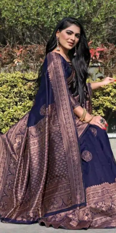 KP 4003 Navy Blue Color Soft Lichi Silk Jacquard On All Over Saree Casual, Party Wear, Wedding, Events Etc. Expected Delivery 4-6 Working Days @1349/- | Designer Sarees, Sarees, Bollywood Sarees, Creative Sarees, Embroidered Sarees, Ethnic Saree, Modern Digital sarees, Party Wear Sarees