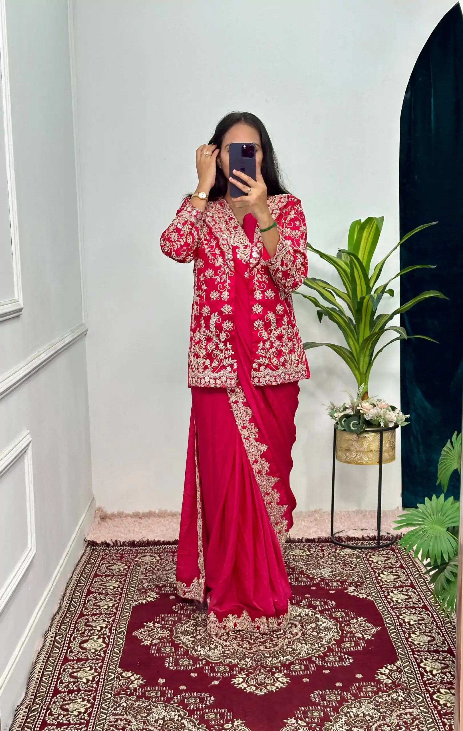 ST 1054 Pink  Color Chinon Embroidery Work Koti And Saree Casual, Wedding, Party, Festive, Events Etc. Expected Delivery 4-6 Working Days @2399/- | Designer Sarees, Sarees, Bollywood Sarees, Creative Sarees, Embroidered Sarees, Ethnic Saree, Modern Digital sarees, Party Wear Sarees