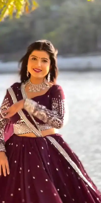 Ram 012 Maroon Color Georgette Sequence Thread Lehenga Choli Casual, Wedding, Festive, Events Expected Delivery 4-6 Working Days @2649/- | Lehenga, Bollywood Lehenga, Creative Lehenga, Designer Lehenga, Embroidered Lehenga, Party Wear Lehenga
