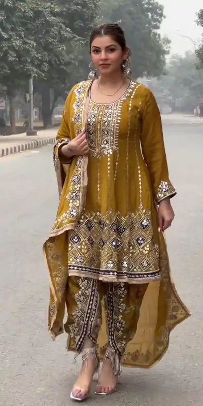 KD 1465 Mustard Color Chinon Silk Sequence Thread Salwar Suit Casual, Party, Festive, Events Wedding Etc.  Expected Delivery 4-6 Working Days @2549/- | Salwar suit, Casual Suits, Creative suits, Designer Suits, Palazzo Suits, Party Wear Suits, Straight Suits