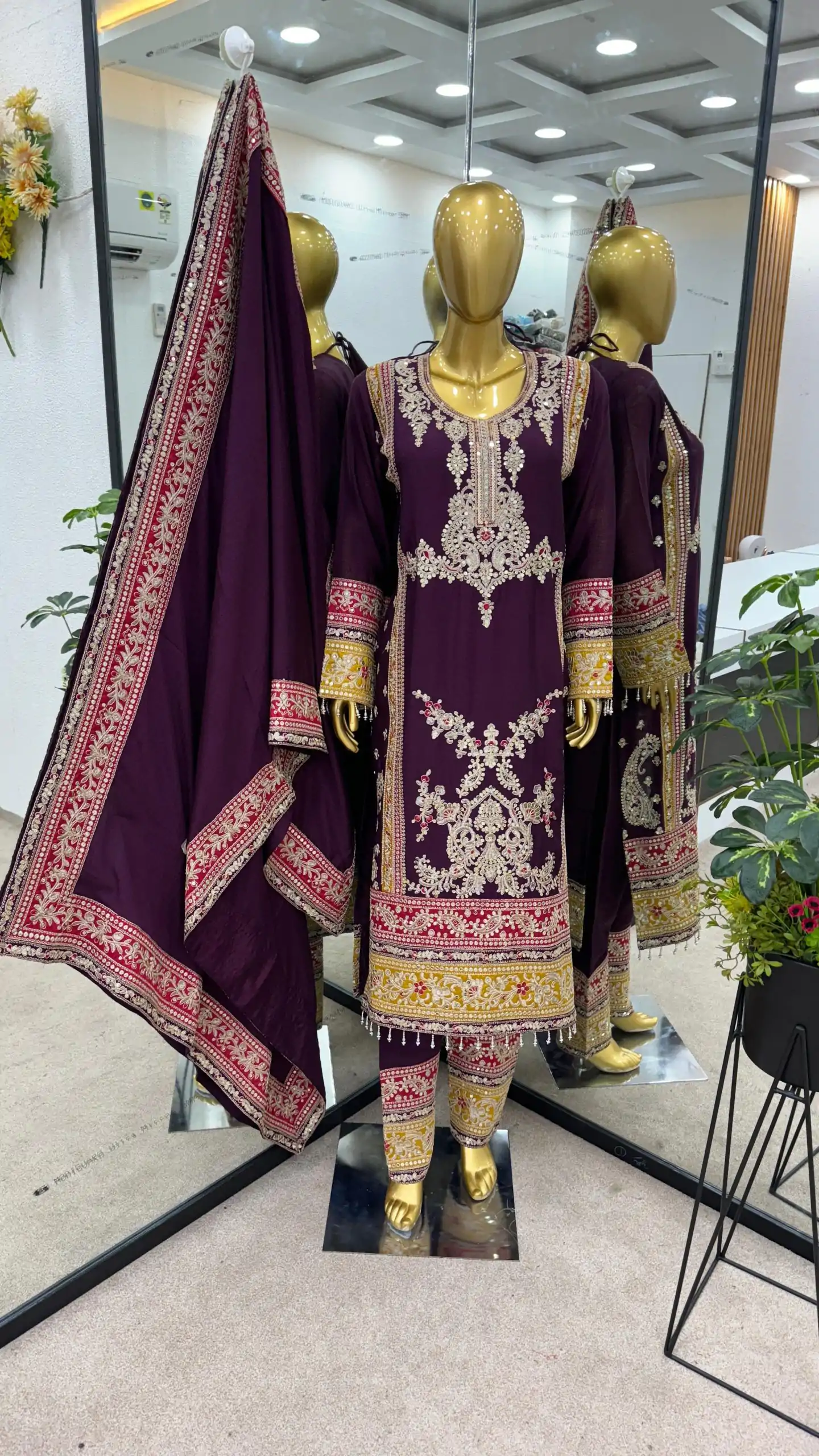 ZF 376 Purple Color Chinnon Silk Embroidery Sequence Salwar Suit Casual, Wedding, Party, Events Etc. Expected Delivery 4-6 Working Days 2599/- | Jump Suits, Salwar suit, Casual Suits, Creative suits, Designer Suits, Palazzo Suits, Party Wear Suits, Patiala Suits, Straight Suits