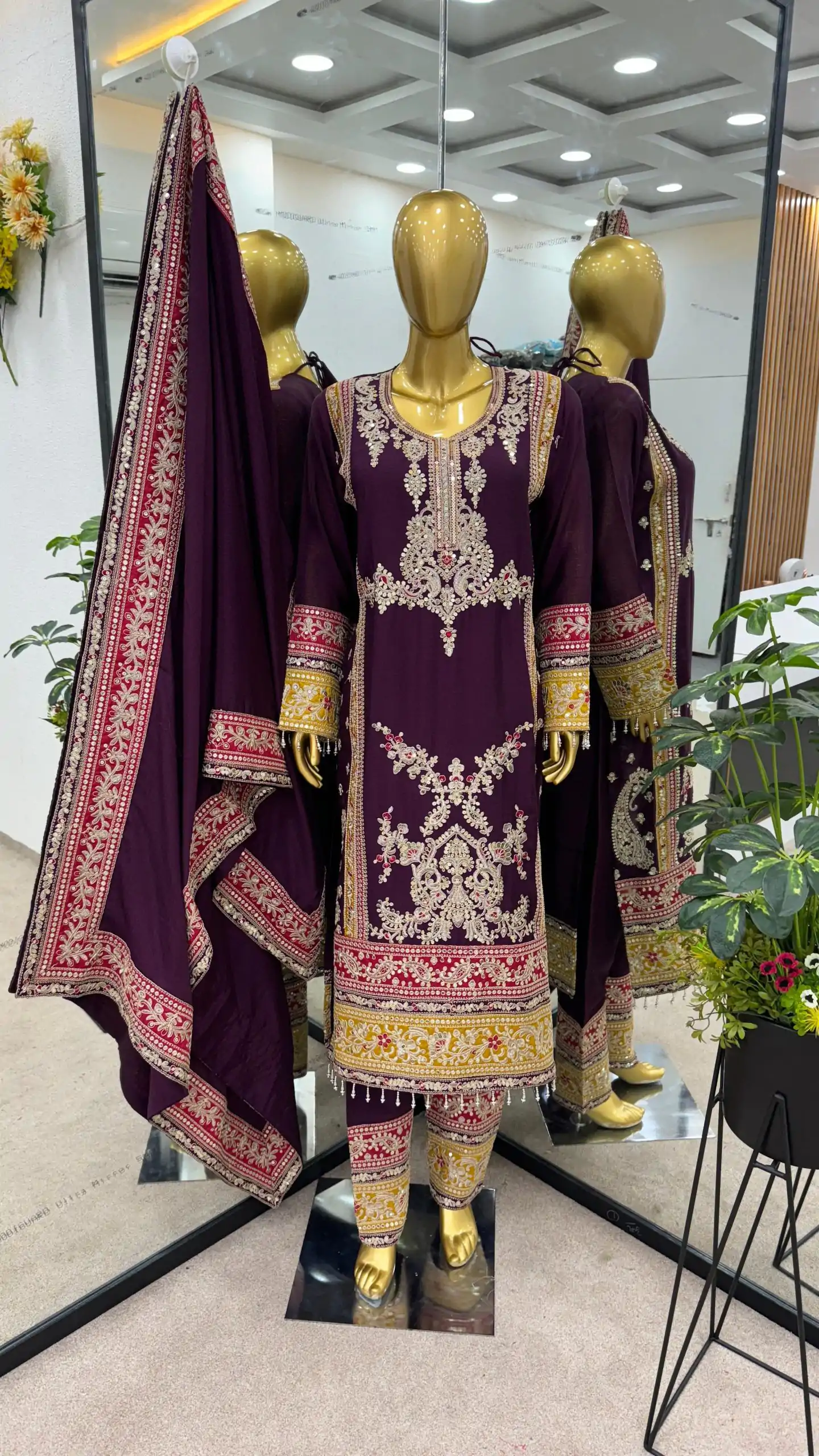 ZF 376 Purple Color Chinnon Silk Embroidery Sequence Salwar Suit Casual, Wedding, Party, Events Etc. Expected Delivery 4-6 Working Days 2599/- | Jump Suits, Salwar suit, Casual Suits, Creative suits, Designer Suits, Palazzo Suits, Party Wear Suits, Patiala Suits, Straight Suits