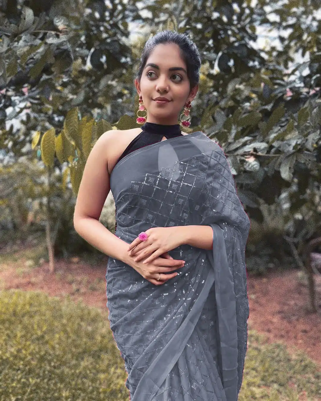 KT 201 Cement Color Georgette Fancy Sequence Work Saree Casual, Party Wear, Wedding   Expected Delivery 4-6 Working Days@1649/- | Designer Sarees, Sarees, Bollywood Sarees, Creative Sarees, Embroidered Sarees, Party Wear Sarees