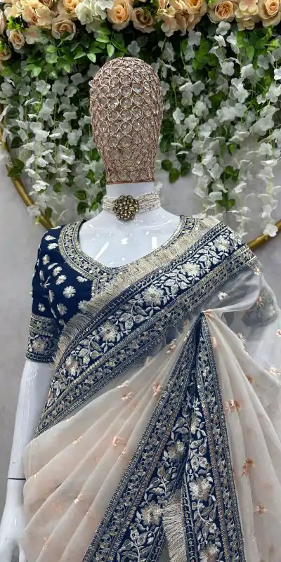 KD 478 Cream Color Tissue Silk Thread Sequence Work Saree Casual, Party Wear, Wedding, Events Etc. Expected Delivery 4-6 Working Days @2349/- | Designer Sarees, Sarees, Bollywood Sarees, Creative Sarees, Embroidered Sarees, Ethnic Saree, Modern Digital sarees, Party Wear Sarees