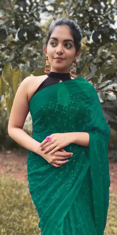 KT 201 Green Color Georgette Fancy Sequence Work Saree Casual, Party Wear, Wedding   Expected Delivery 4-6 Working Days@1649/- | Designer Sarees, Sarees, Bollywood Sarees, Creative Sarees, Embroidered Sarees, Party Wear Sarees