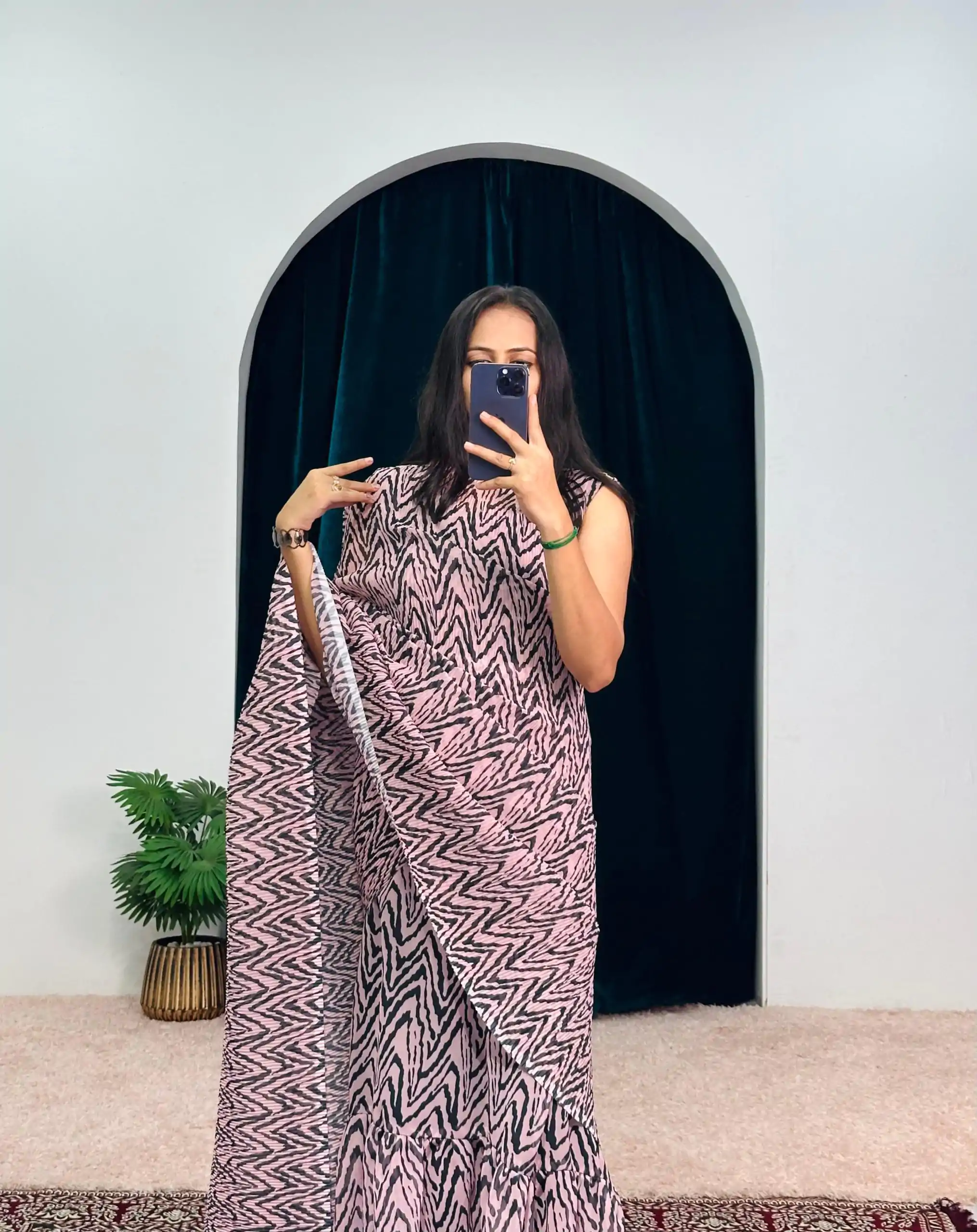 ST 1051 Peach Color Georgette Digital Printed Ruffle Gown Saree Casual, Wedding, Party, Festive, Events Etc. Expected Delivery 4-6 Working Days @1849/- | Designer Sarees, Sarees, Bollywood Sarees, Creative Sarees, Embroidered Sarees, Ethnic Saree, Modern Digital sarees, Party Wear Sarees