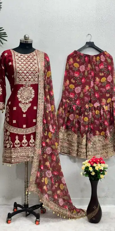 KF 1640 Maroon Color Heavy Chinon Silk Sequins Work Salwar Suit Wedding, Party, Festive, Events Etc.  Expected Delivery 4-6 Working Days @2399/-Only | Salwar suit, Casual Suits, Creative suits, Designer Suits, Palazzo Suits, Party Wear Suits, Straight Suits
