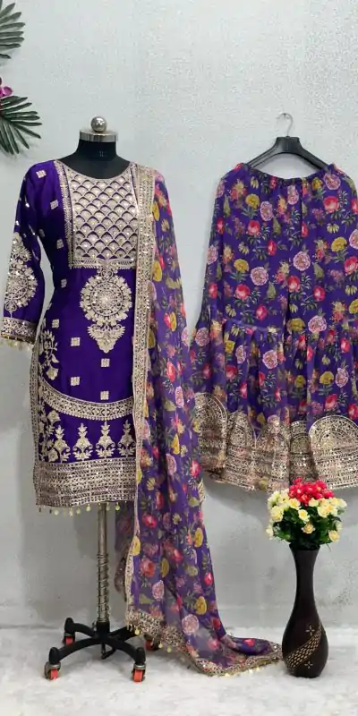 KF 1640 Violet Color Heavy Chinon Silk Sequins Work Salwar Suit Wedding, Party, Festive, Events Etc.  Expected Delivery 4-6 Working Days @2399/-Only | Salwar suit, Casual Suits, Creative suits, Designer Suits, Palazzo Suits, Party Wear Suits, Straight Suits