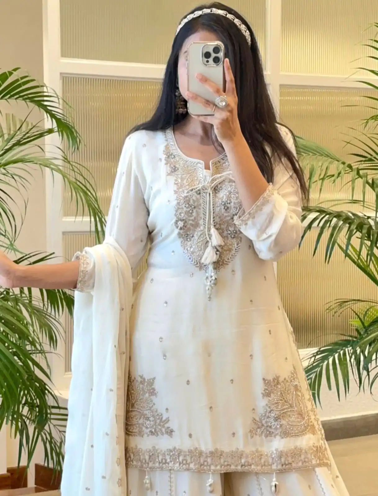 SRK 5169 White Color Pure Chinnon Silk Embroidery Sequence Salwar Suit Wedding, Party, Festive, Events Expected Delivery 4-6 Working Days @ 2099/- | Jump Suits, Salwar suit, Casual Suits, Creative suits, Designer Suits, Palazzo Suits, Party Wear Suits, Patiala Suits, Straight Suits