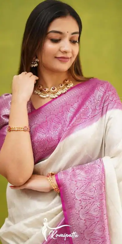 KP 5057 White Color Soft Lichi Silk Jacquard On All Over Saree Casual, Party Wear, Wedding, Events Etc. Expected Delivery 4-6 Working Days @1499/- | Designer Sarees, Sarees, Bollywood Sarees, Creative Sarees, Embroidered Sarees, Ethnic Saree, Modern Digital sarees, Party Wear Sarees