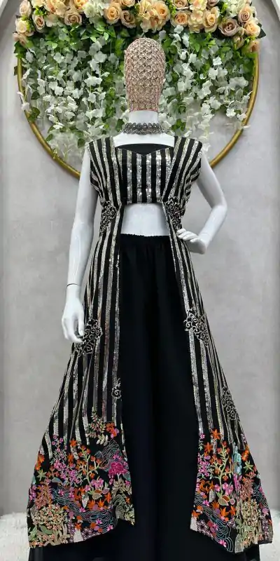 RTC 5717 Black Color Foix Georgette Thread Sequence Work Salwar Suit Wedding, Party, Festive, Events Etc. Expected Delivery 4-6 Working Days @2199/- | Jump Suits, Salwar suit, Casual Suits, Creative suits, Designer Suits, Palazzo Suits, Party Wear Suits, Patiala Suits, Straight Suits