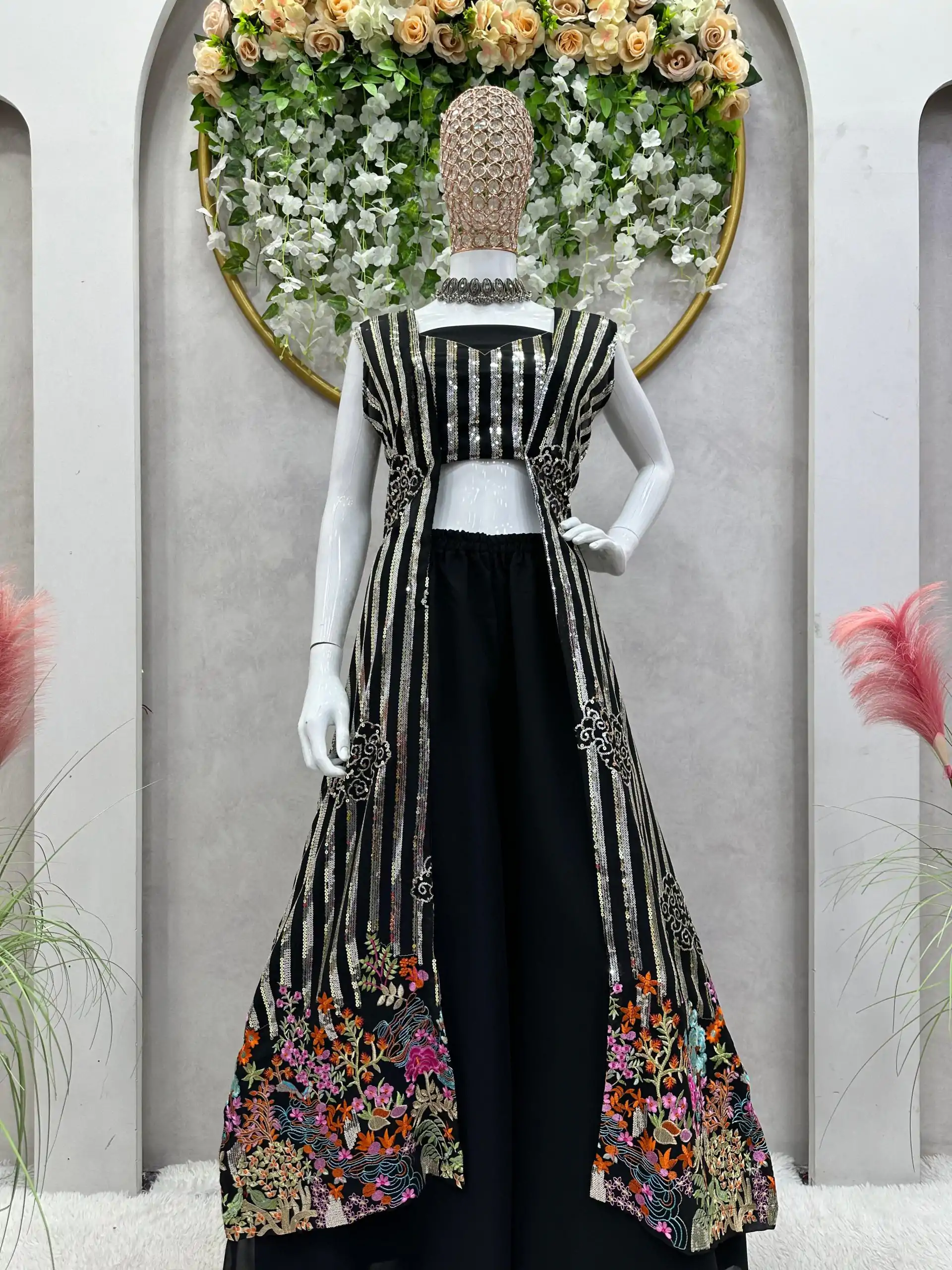 RTC 5717 Black Color Foix Georgette Thread Sequence Work Salwar Suit Wedding, Party, Festive, Events Etc. Expected Delivery 4-6 Working Days @2199/- | Jump Suits, Salwar suit, Casual Suits, Creative suits, Designer Suits, Palazzo Suits, Party Wear Suits, Patiala Suits, Straight Suits