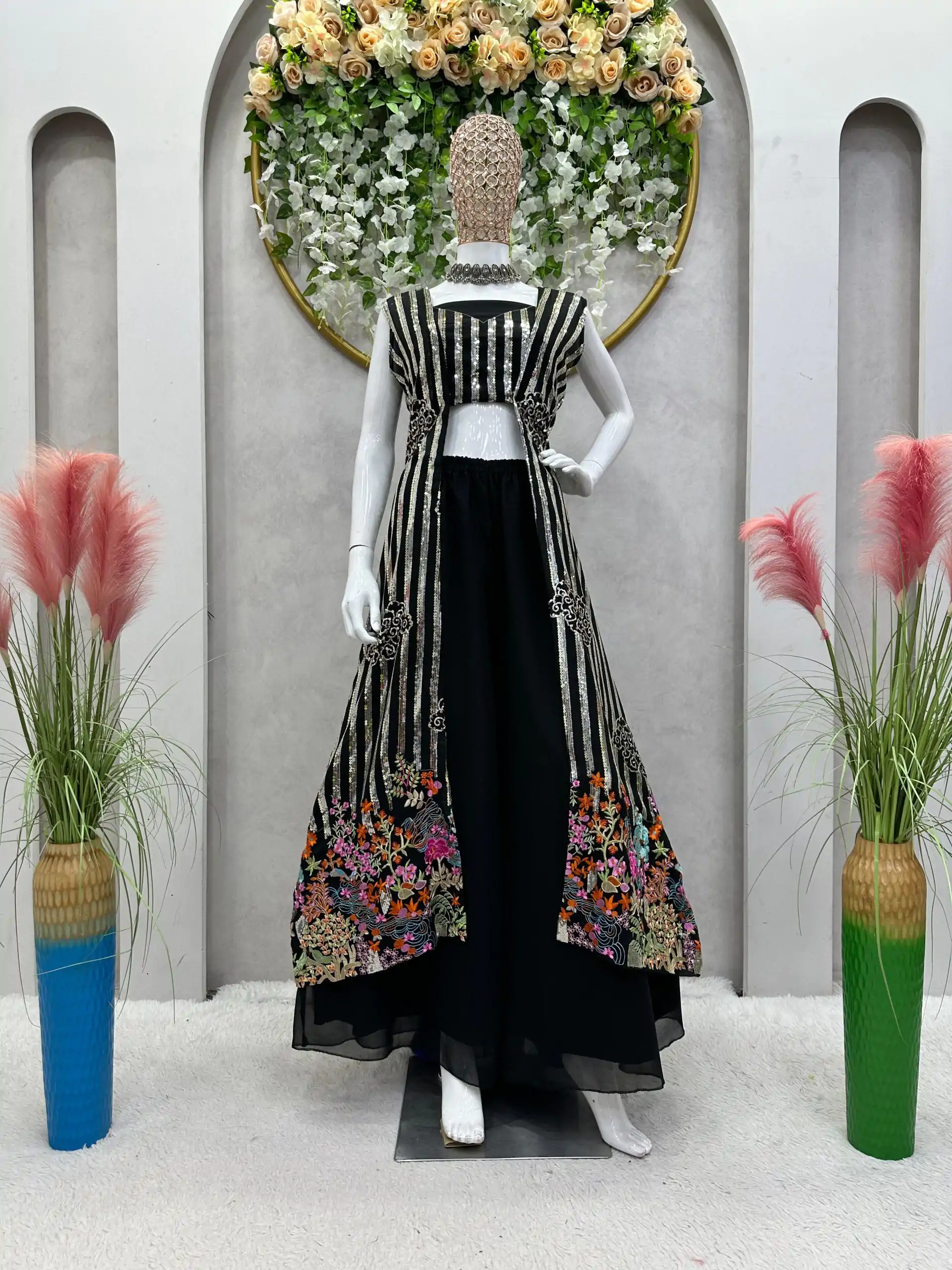 RTC 5717 Black Color Foix Georgette Thread Sequence Work Salwar Suit Wedding, Party, Festive, Events Etc. Expected Delivery 4-6 Working Days @2199/- | Jump Suits, Salwar suit, Casual Suits, Creative suits, Designer Suits, Palazzo Suits, Party Wear Suits, Patiala Suits, Straight Suits