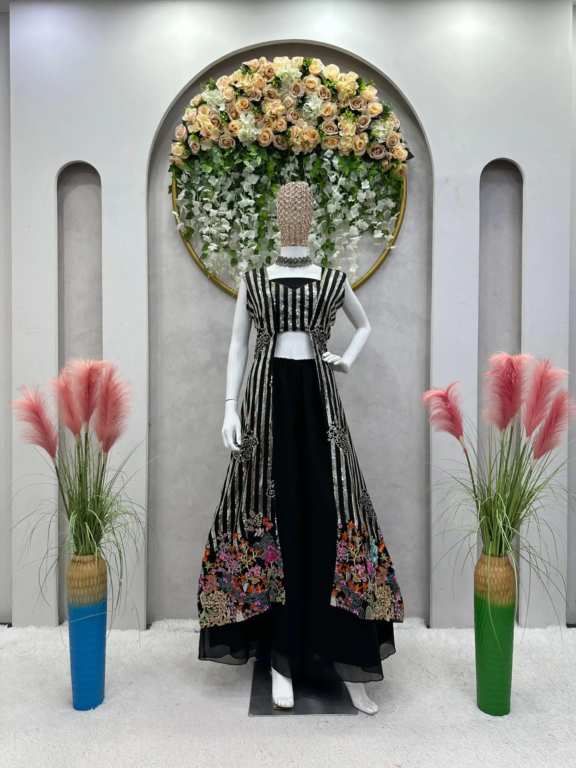 RTC 5717 Black Color Foix Georgette Thread Sequence Work Salwar Suit Wedding, Party, Festive, Events Etc. Expected Delivery 4-6 Working Days @2199/- | Jump Suits, Salwar suit, Casual Suits, Creative suits, Designer Suits, Palazzo Suits, Party Wear Suits, Patiala Suits, Straight Suits