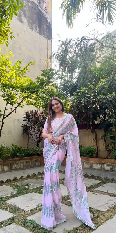 JR 574 Light Violet Color Georgette Sequence Lace border Work Saree Casual, Wedding, Festive, Events Expected Delivery  4-6 Working Days @1699/- | Designer Sarees, Sarees, Bollywood Sarees, Creative Sarees, Embroidered Sarees, Ethnic Saree, Modern Digital sarees, Party Wear Sarees