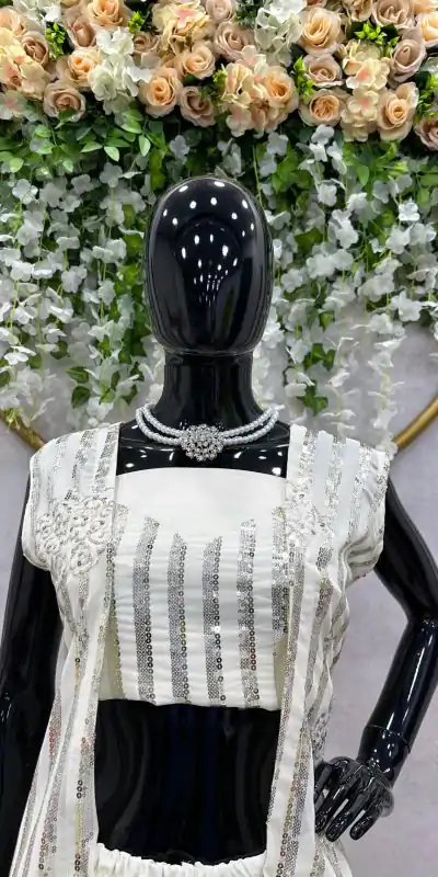 RTC 5717 White Color Foix Georgette Thread Sequence Work Salwar Suit Wedding, Party, Festive, Events Etc. Expected Delivery 4-6 Working Days @2199/- | Jump Suits, Salwar suit, Casual Suits, Creative suits, Designer Suits, Palazzo Suits, Party Wear Suits, Patiala Suits, Straight Suits