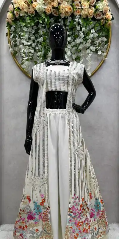 RTC 5717 White Color Foix Georgette Thread Sequence Work Salwar Suit Wedding, Party, Festive, Events Etc. Expected Delivery 4-6 Working Days @2199/- | Jump Suits, Salwar suit, Casual Suits, Creative suits, Designer Suits, Palazzo Suits, Party Wear Suits, Patiala Suits, Straight Suits