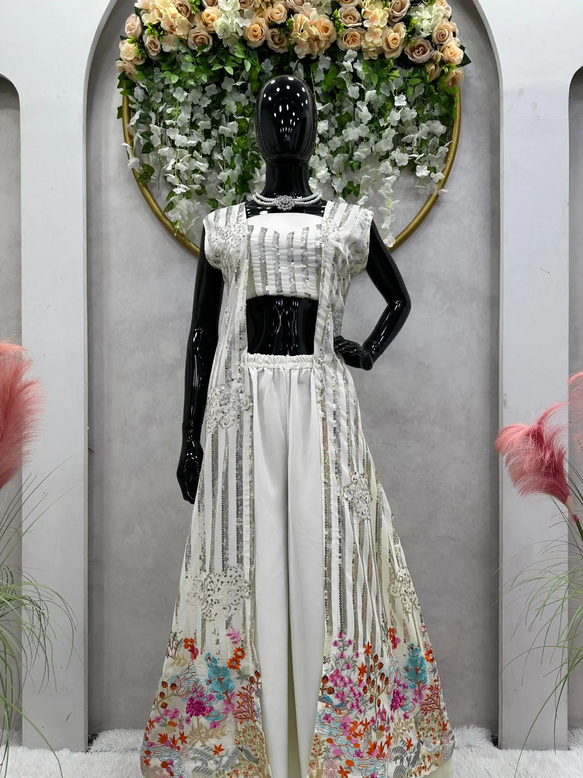 RTC 5717 White Color Foix Georgette Thread Sequence Work Salwar Suit Wedding, Party, Festive, Events Etc. Expected Delivery 4-6 Working Days @2199/- | Jump Suits, Salwar suit, Casual Suits, Creative suits, Designer Suits, Palazzo Suits, Party Wear Suits, Patiala Suits, Straight Suits