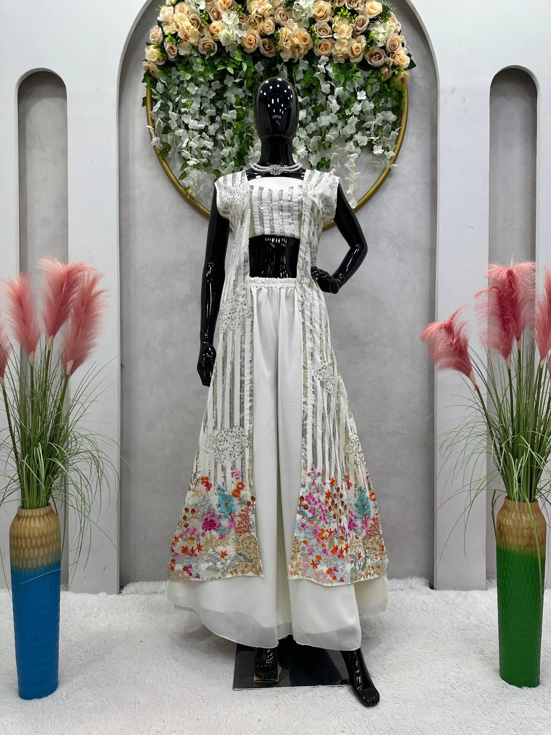 RTC 5717 White Color Foix Georgette Thread Sequence Work Salwar Suit Wedding, Party, Festive, Events Etc. Expected Delivery 4-6 Working Days @2199/- | Jump Suits, Salwar suit, Casual Suits, Creative suits, Designer Suits, Palazzo Suits, Party Wear Suits, Patiala Suits, Straight Suits