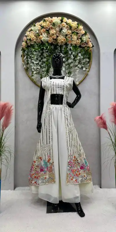 RTC 5717 White Color Foix Georgette Thread Sequence Work Salwar Suit Wedding, Party, Festive, Events Etc. Expected Delivery 4-6 Working Days @2199/- | Jump Suits, Salwar suit, Casual Suits, Creative suits, Designer Suits, Palazzo Suits, Party Wear Suits, Patiala Suits, Straight Suits