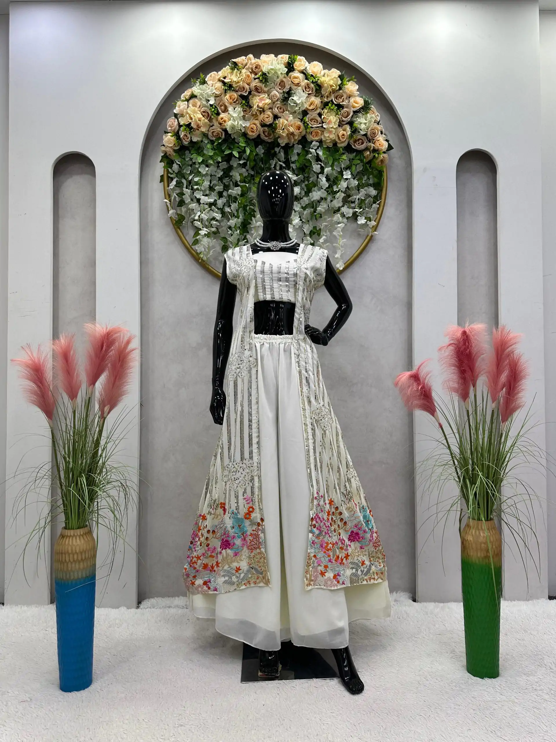 RTC 5717 White Color Foix Georgette Thread Sequence Work Salwar Suit Wedding, Party, Festive, Events Etc. Expected Delivery 4-6 Working Days @2199/- | Jump Suits, Salwar suit, Casual Suits, Creative suits, Designer Suits, Palazzo Suits, Party Wear Suits, Patiala Suits, Straight Suits
