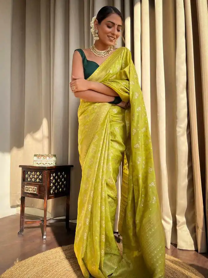 KP 5079 Mustard Color Soft Lichi Silk Jacquard On All Over Saree Casual, Party Wear, Wedding, Events Etc. Expected Delivery 4-6 Working Days @1449/- | Designer Sarees, Embroidered Sarees, Sarees, Bollywood Sarees, Creative Sarees, Ethnic Saree, Modern Digital sarees, Party Wear Sarees