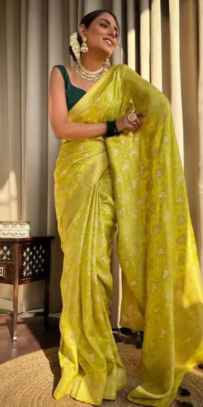 KP 5079 Mustard Color Soft Lichi Silk Jacquard On All Over Saree Casual, Party Wear, Wedding, Events Etc. Expected Delivery 4-6 Working Days @1449/- | Designer Sarees, Embroidered Sarees, Sarees, Bollywood Sarees, Creative Sarees, Ethnic Saree, Modern Digital sarees, Party Wear Sarees