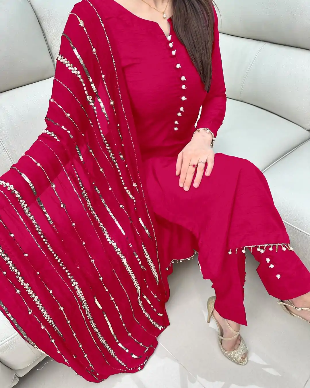 SRK 5161 Pink Color Chinnon Silk Embroidery Coding Dori Salwar Suit Wedding, Party, Festive, Events Expected Delivery 4-6 Working Days @ 1899/- | Casual Suits, Jump Suits, Salwar suit, Creative suits, Designer Suits, Palazzo Suits, Party Wear Suits, Patiala Suits, Straight Suits