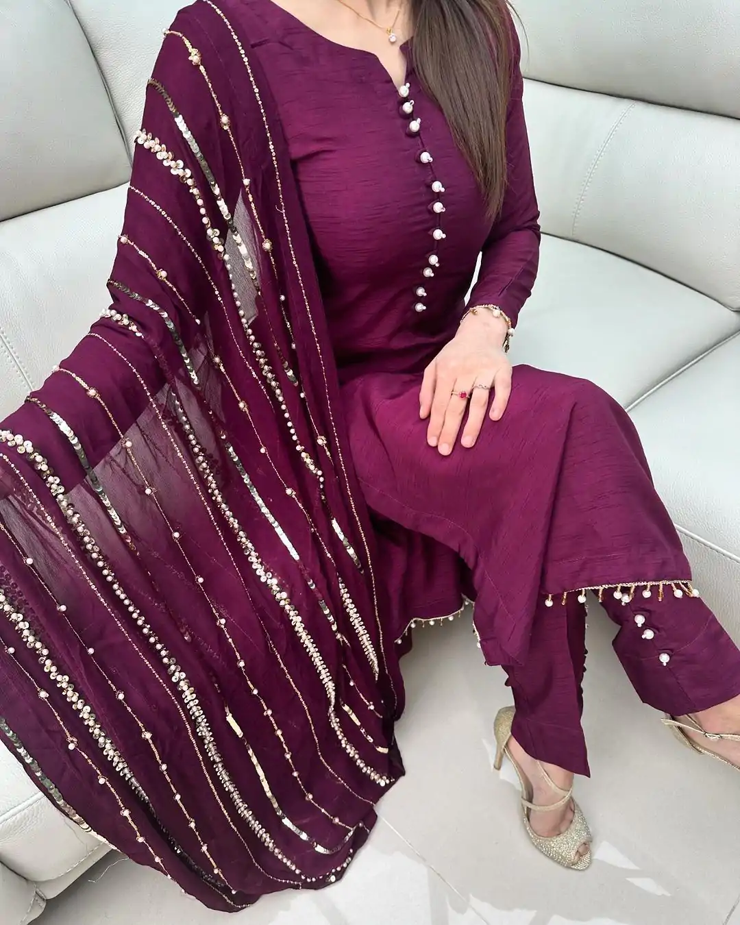 SRK 5161 Purple Color Chinnon Silk Embroidery Coding Dori Salwar Suit Wedding, Party, Festive, Events Expected Delivery 4-6 Working Days @ 1899/- | Casual Suits, Jump Suits, Salwar suit, Creative suits, Designer Suits, Palazzo Suits, Party Wear Suits, Patiala Suits, Straight Suits