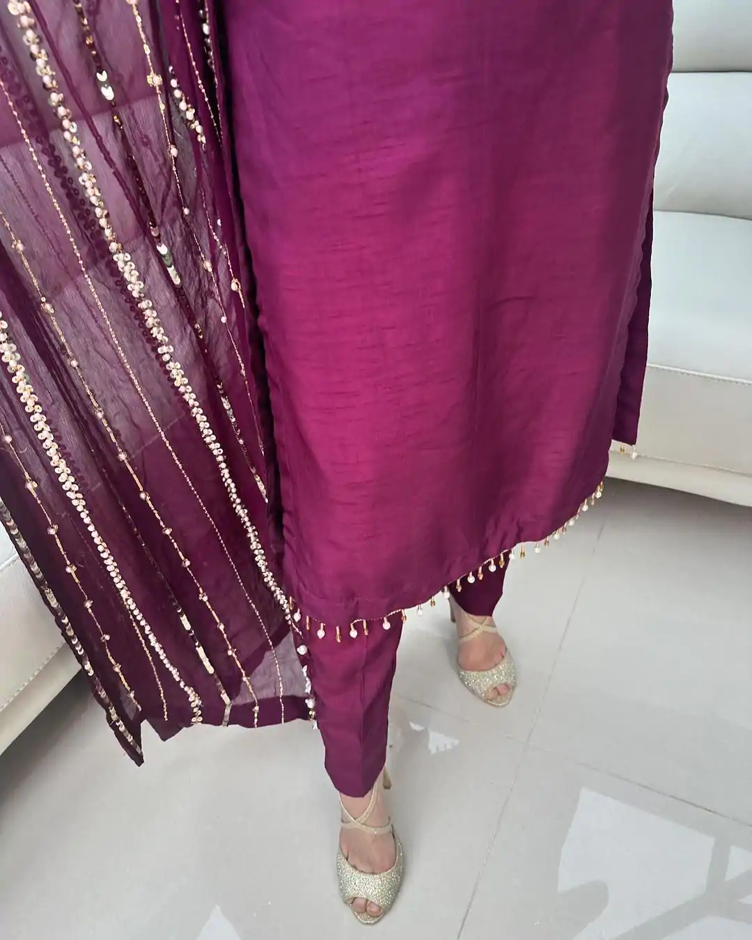 SRK 5161 Purple Color Chinnon Silk Embroidery Coding Dori Salwar Suit Wedding, Party, Festive, Events Expected Delivery 4-6 Working Days @ 1899/- | Casual Suits, Jump Suits, Salwar suit, Creative suits, Designer Suits, Palazzo Suits, Party Wear Suits, Patiala Suits, Straight Suits