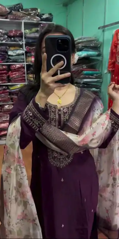 AD 164 Purple Color Chinon Silk Embroidery Work Sharara Suit Casual, Wedding, Party, Festive, Events Etc. Expected Delivery 4-6 Working Days @1949/- | Casual Suits, Jump Suits, Salwar suit, Creative suits, Designer Suits, Palazzo Suits, Party Wear Suits, Patiala Suits, Straight Suits