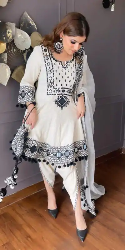 LG 1717 White Color Rajwadi Silk Embroidery Real Mirror Salwar Suit Casual, Wedding, Party, Festive, Events . Expected Delivery  4-6 Working Days @2299/- | Casual Suits, Salwar suit, Creative suits, Designer Suits, Palazzo Suits, Party Wear Suits, Patiala Suits, Straight Suits